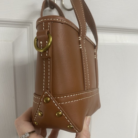 J.CREW Brown Mini Montauk Brown Leather Tote Concert Purse NWT DOESNT HAVE STRAP - Picture 12 of 12
